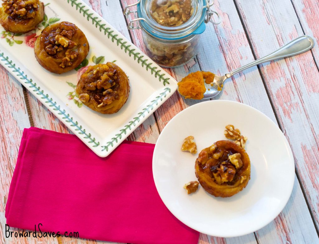 These delicious Pumpkin Walnut Sticky Buns are super easy to make and ready in 45 minutes or less. The perfect brunch recipe for fall. 