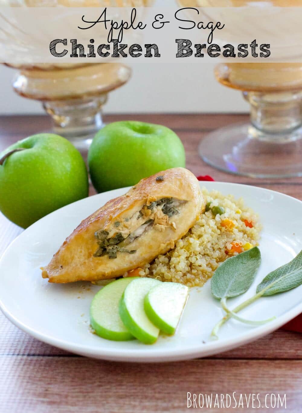 This Apple Sage Chicken breast recipe is perfect for a quick weeknight meal or ideal for entertaining guests ready in 20 minutes or less! Perfect for fall. 