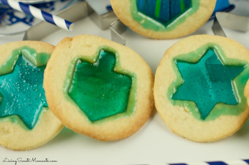 Delicious Hanukkah stained glass cookies. So easy to make and fun with kids! Create this delicious effect in few easy steps. Sweet, crumbly and oh so yummy.