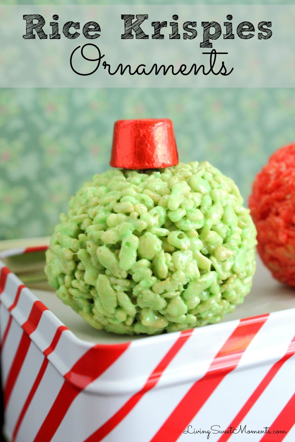 So simple and cute, these Rice Krispies Ornaments are made with just 5 ingredients. Top each one off with a Rolo or any other kind of chocolate for a realistic effect. 