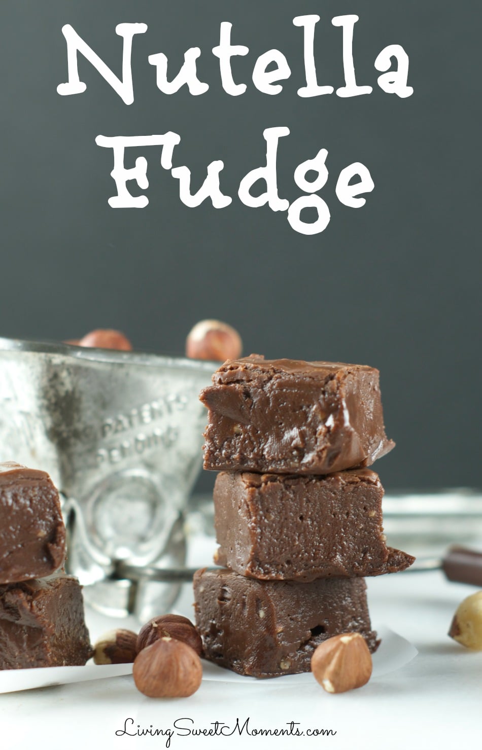 This nutty Nutella Fudge Recipe is easy to make and decadent. Enjoy a soft, chewy texture that melts in your mouth. The perfect gluten free Holiday dessert.