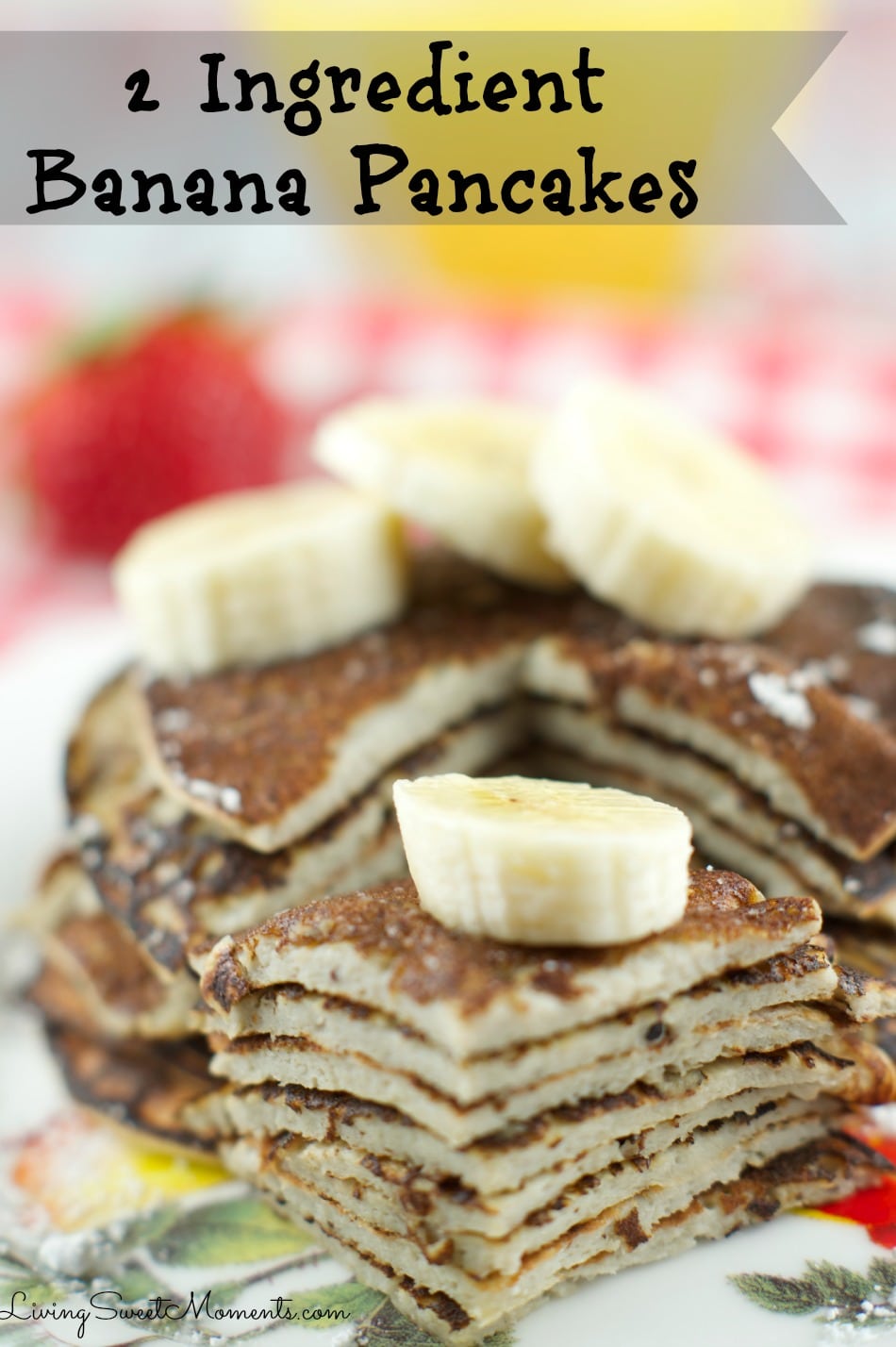 2 Ingredient Banana Pancakes - so easy to make! All you need is 2 eggs and a banana in a blender! That's it. They are gluten free and so delicious.