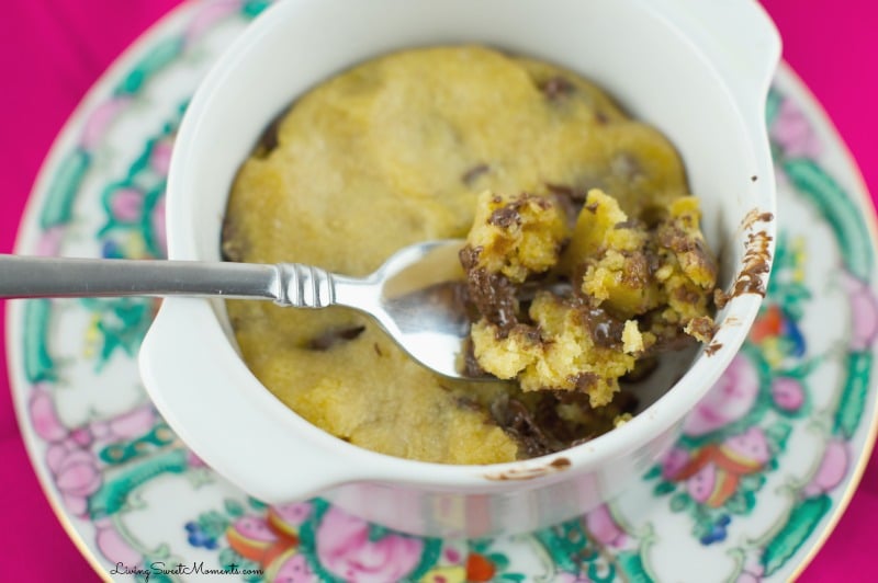 Chocolate Chip Cookies in a mug - Just 45 seconds is all it takes in the microwave to make this fudgy cookie that will just melt in your mouth. The best mug recipe ever!