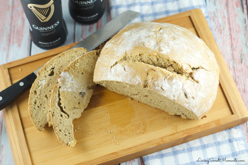 Guinness Irish Soda Bread - Delicious and easy to make homemade beer bread. Enjoy a deep flavor with without a lot of kneading. This bread requires no yeast at all!