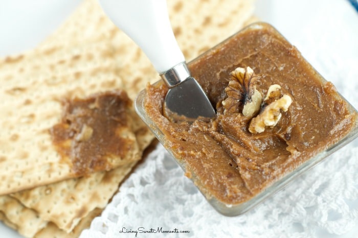 Charoset Recipe - made with dates and walnuts is the perfect Passover Recipe for your Seder dinner. Easy to make and super delicious spread for matzohs. 