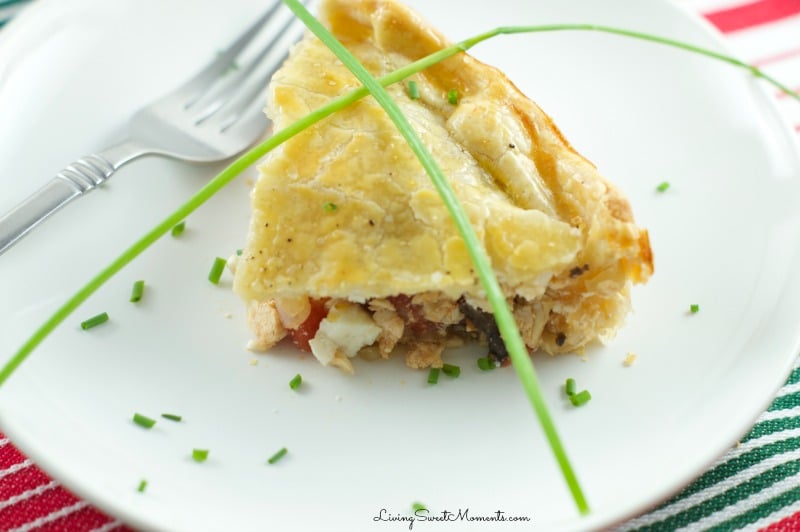Chicken Ricotta Pie - layers of chicken, veggies and ricotta cheese inside 2 flaky pastries. Very easy to make and perfect for a quick weeknight dinner.