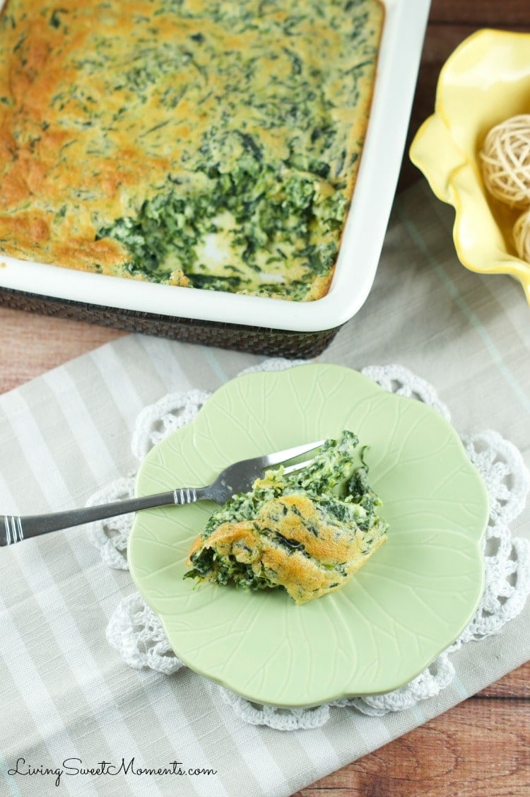 Spinach Souffle Recipe - This easy weeknight side dish is very easy to make and delicious. The perfect Spring recipe to bake in the oven and entertain with. 