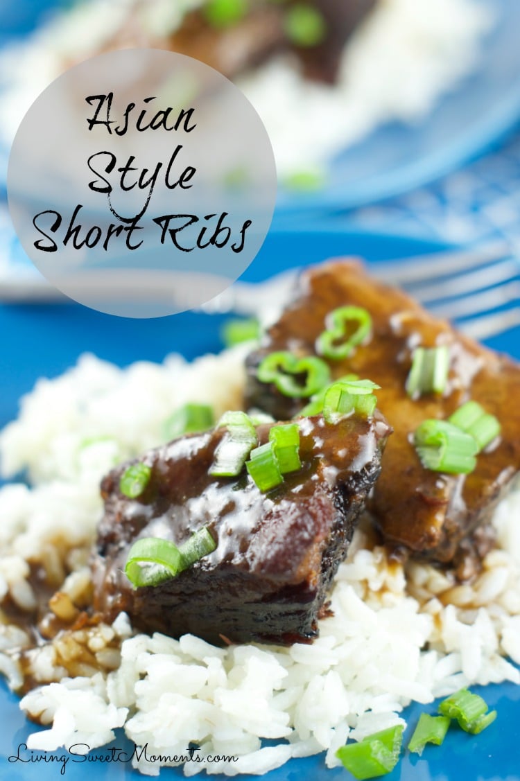 asian style short ribs - made in the slow cooker. Super easy to prepare and a delicious weeknight dinner recipe. The short ribs are fall off the bone tender