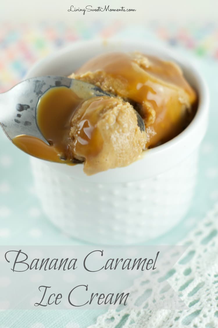 Caramel Banana Ice Cream - Only 2 ingredients and ready in seconds! Just toss ingredients in the blender and enjoy this delicious and creamy dessert. Yumm!