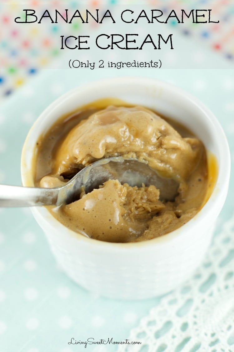 Caramel Banana Ice Cream - Only 2 ingredients and ready in seconds! Just toss ingredients in the blender and enjoy this delicious and creamy dessert. Yumm! 