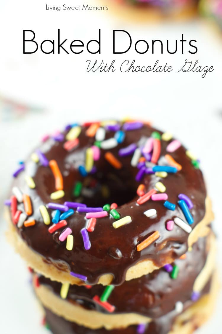 chocolate glazed baked donuts - this delicious dessert is easy to make and perfect for parties and celebrations. Donuts are baked and glazed with chocolate.