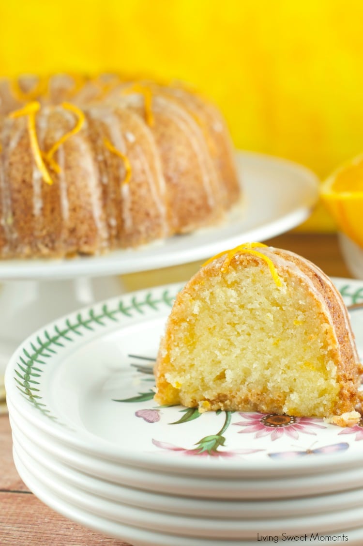 Glazed Orange Bundt Cake Recipe: delicious orange soaked bundt cake topped with a sweet orange glaze. The perfect dessert or breakfast for any occasion. Find the recipe on www.livingsweetmoments.com