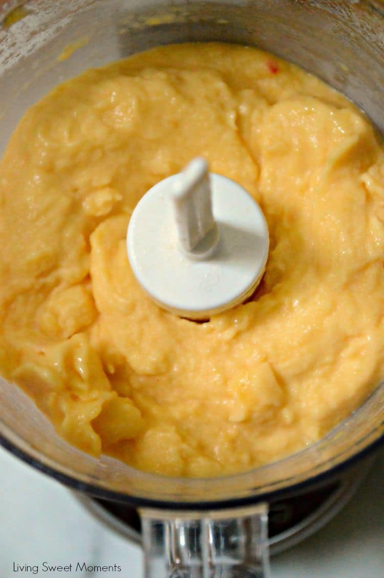 2 Ingredient Peach Sorbet Recipe: this delicious and easy to make peach sorbet is healthy, creamy and the perfect quick dessert to make any day. No machine needed! Delish! 