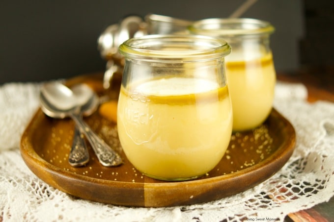 Caramel Pots De Creme With Honey Sauce - The best delicious & smooth caramel custard served with a honey sauce. The perfect dessert for any occasion. Yum!