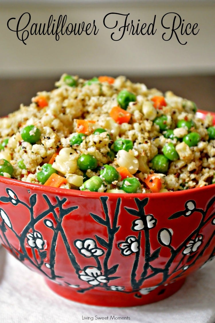 Cauliflower Fried Rice - Healthy, low-carb, and seriously tasty! Tastes so much like the Chinese takeout but without the guilt. Perfect healthy side dish. 