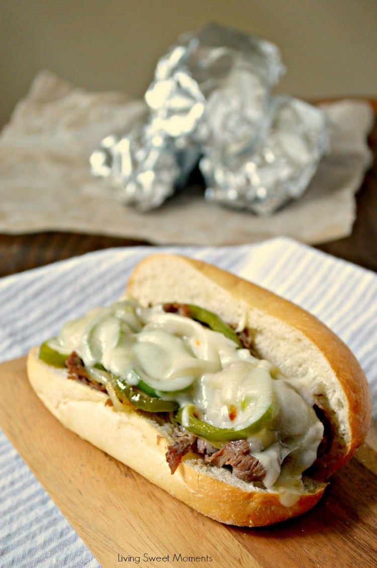 Easy Philly Cheese Steak Sandwich Recipe - this easy weeknight dinner idea is made in no time and has so much flavor! Enjoy authentic flavor in one bite. 
