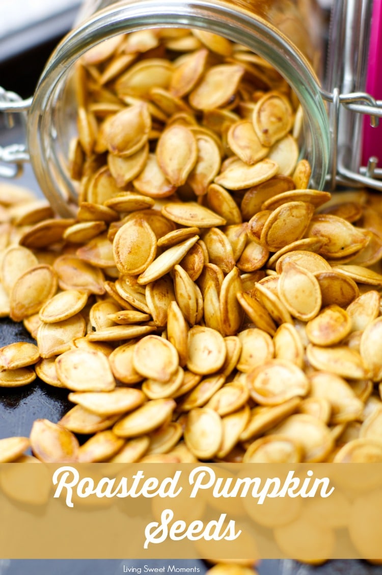 Roasted Pumpkin Seeds - don't know what to do with the seeds after you carve that pumpkin? Create a a healthy crunchy snack with the seeds. Easy and delish!