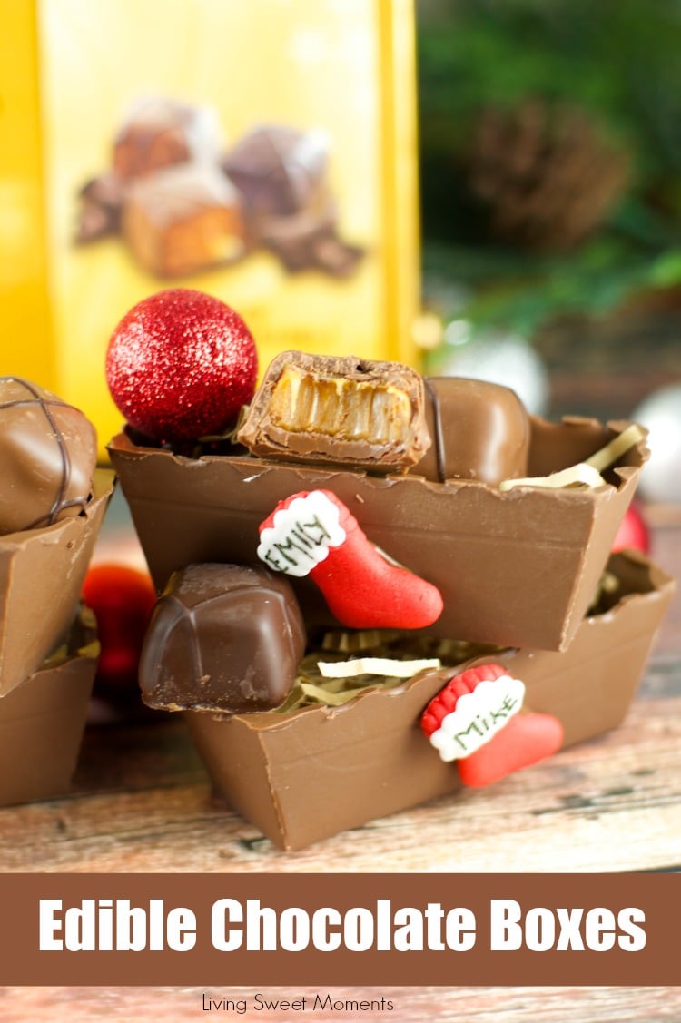Edible Chocolate Boxes Tutorial - these Chocolate boxes make beautiful Holiday DIY gifts for friends and family. Fill them up with chocolate or candy. Yum!