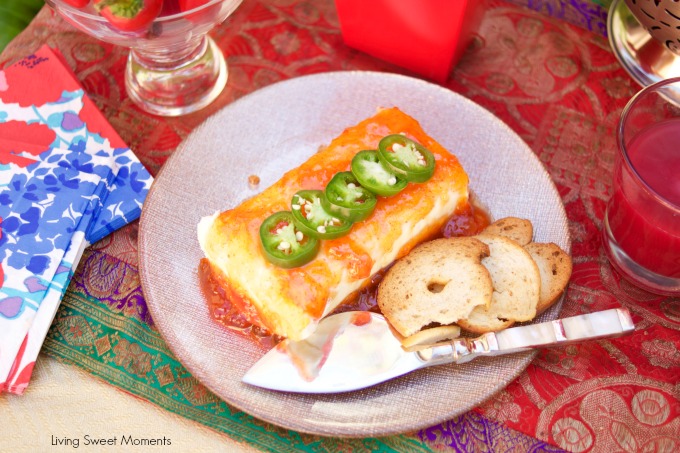 This Cream Cheese with Hot Red Pepper Jelly is easy to make and delicious. The perfect sweet and spicy appetizer to serve at any party of celebration.