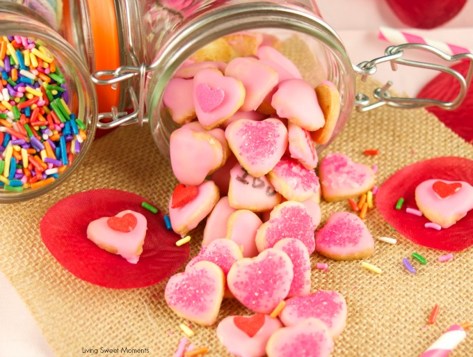 These delicious mini valentine's cookies are made from scratch and topped with a sweet glaze. The perfect DIY valentine's gift idea for kids and adults. 