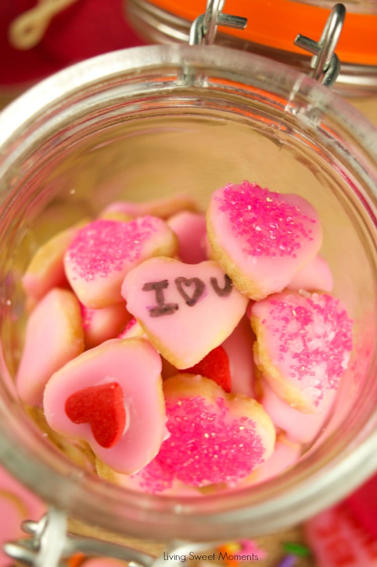 These delicious mini valentine's cookies are made from scratch and topped with a sweet glaze. The perfect DIY valentine's gift idea for kids and adults. 