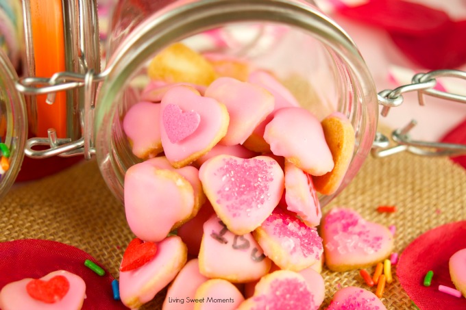 These delicious mini valentine's cookies are made from scratch and topped with a sweet glaze. The perfect DIY valentine's gift idea for kids and adults. 