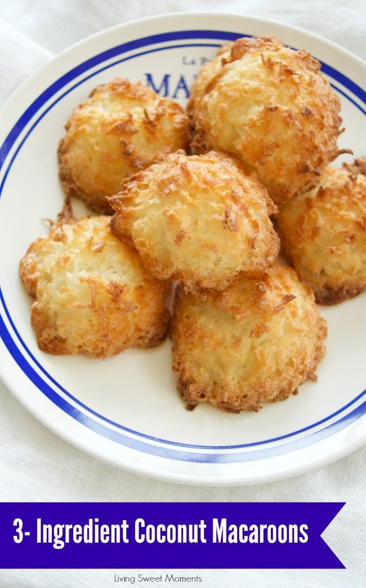 These 3 ingredient coconut macaroons cookies are gluten-free, easy to make and delicious. The perfect dessert for Passover or any other Holiday. Yummy! 