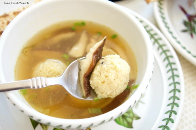 This Asian style Matzo Ball Soup recipe is made with a flavorful ginger scallion broth and shiitake mushrooms. Perfect for your modern Passover Seder menu. 