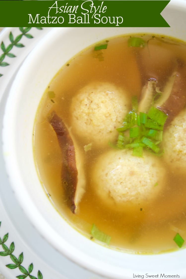 This Asian style Matzo Ball Soup recipe is made with a flavorful ginger scallion broth and shiitake mushrooms. Perfect for your modern Passover Seder menu. 