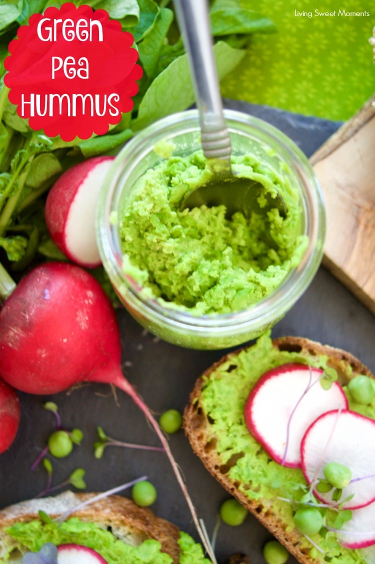 This delicious Pea Hummus Crostini recipe is easy and perfect for a Spring appetizer. Made with mint and tahini that gives a unique flavor. Vegan as well