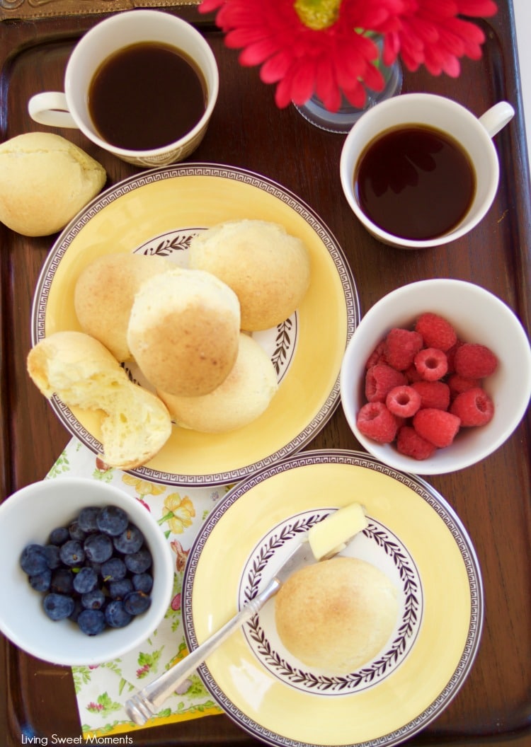 Pandebono is a Colombian gluten-free cheese bread that's easy to make and delicious. Serve it warm for breakfast or as rolls during dinner. Made in 30 min! 