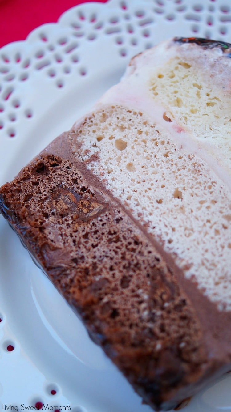 Neapolitan Ice Cream Cake - This delicious cake features 3 layers of cake, 3 layers of ice cream, and whipped cream on top. Perfect dessert for summer yum!