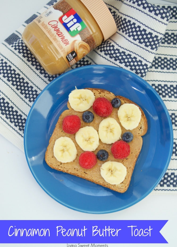 delicious cinnamon peanut butter toast with fruit