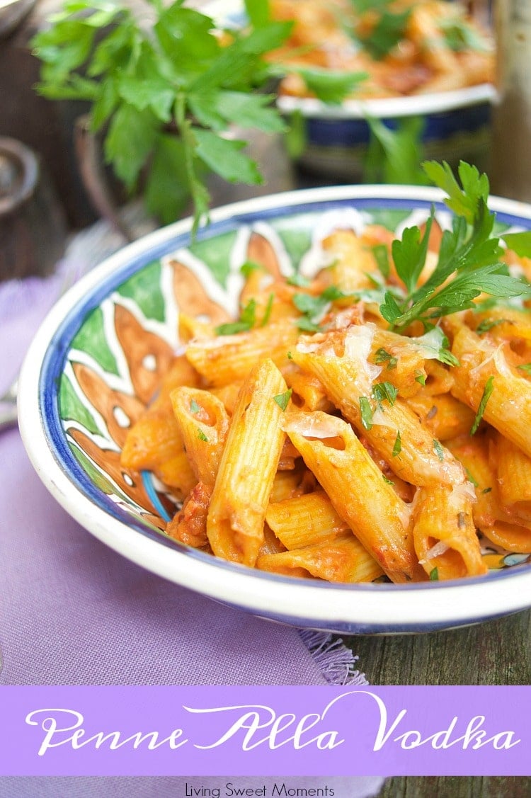 This easy and delicious Penne Alla Vodka recipe is ready in 20 minutes or less and is the perfect quick weeknight dinner idea for the family. Vegetarian too