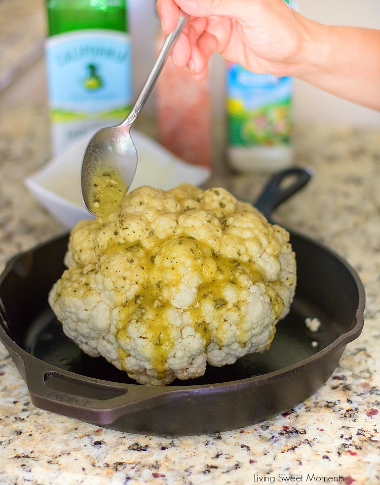 This delicious Ranch Whole Roasted Cauliflower recipe has only 3 ingredients and is super easy to make. The perfect low-carb side dish for lunch or dinner.