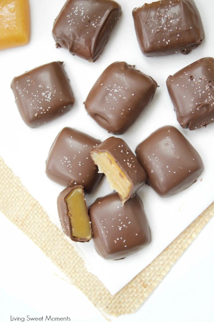 This chocolate covered Apple Cider Caramels recipe is easy to make. The perfect fancy dessert for fall. Made with reduced apple cider for a deeper taste.