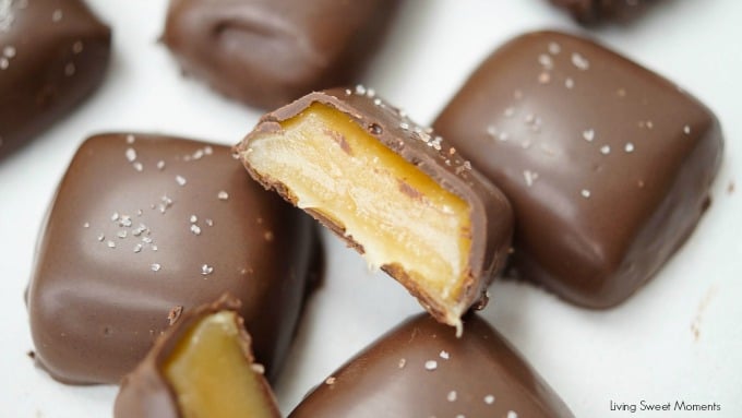 This chocolate covered Apple Cider Caramels recipe is easy to make. The perfect fancy dessert for fall. Made with reduced apple cider for a deeper taste.