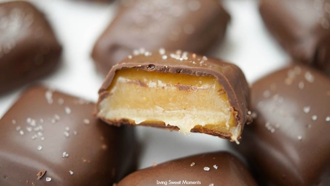 This chocolate covered Apple Cider Caramels recipe is easy to make. The perfect fancy dessert for fall. Made with reduced apple cider for a deeper taste.