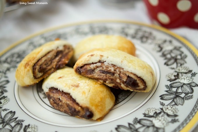 This Chocolate Espresso Rugelach recipe is super easy to make & delicious. Enjoy buttery cookies filled with a yummy chocolate filling. Perfect for parties.