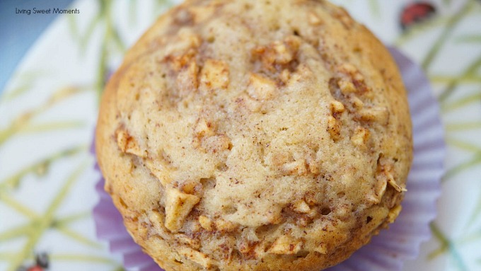 This moist spiced apple muffins recipe is super easy to make and delicious. The perfect breakfast or brunch idea for the fall. Enjoy with coffee on the side