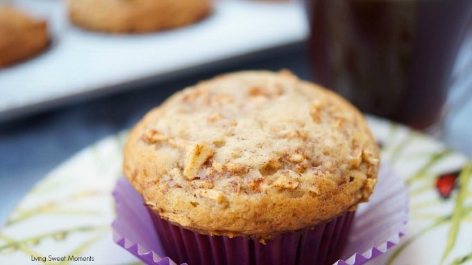 This moist spiced apple muffins recipe is super easy to make and delicious. The perfect breakfast or brunch idea for the fall. Enjoy with coffee on the side