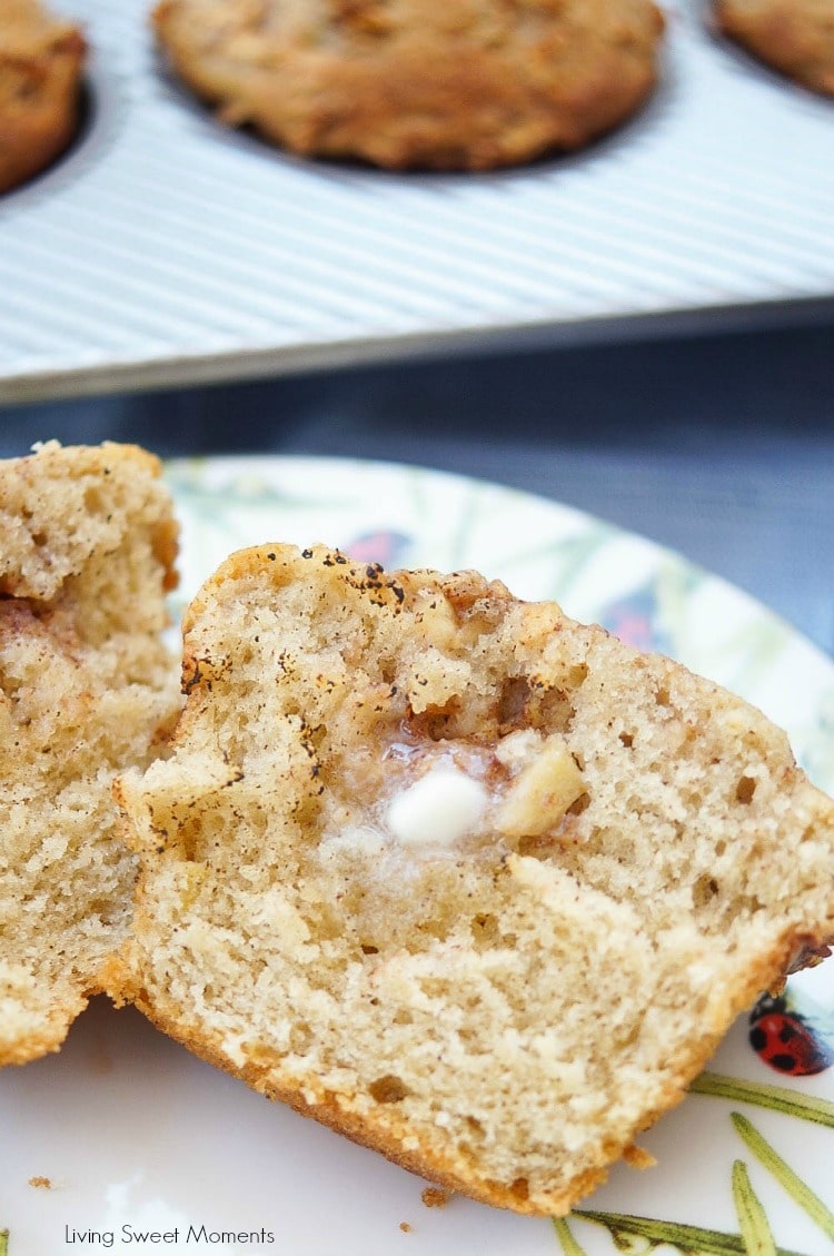 This moist spiced apple muffins recipe is super easy to make and delicious. The perfect breakfast or brunch idea for the fall. Enjoy with coffee on the side