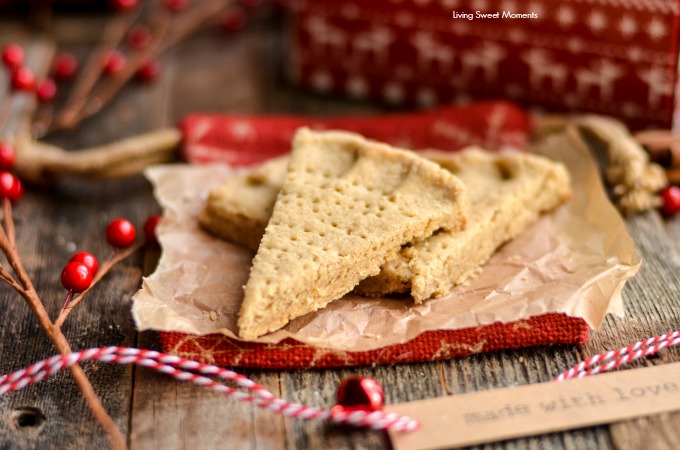 These crumbly Holiday Spiced Shortbread Cookies are super delicious and easy to make. Cut into wedges, they are perfect for dessert or to dip in your coffee