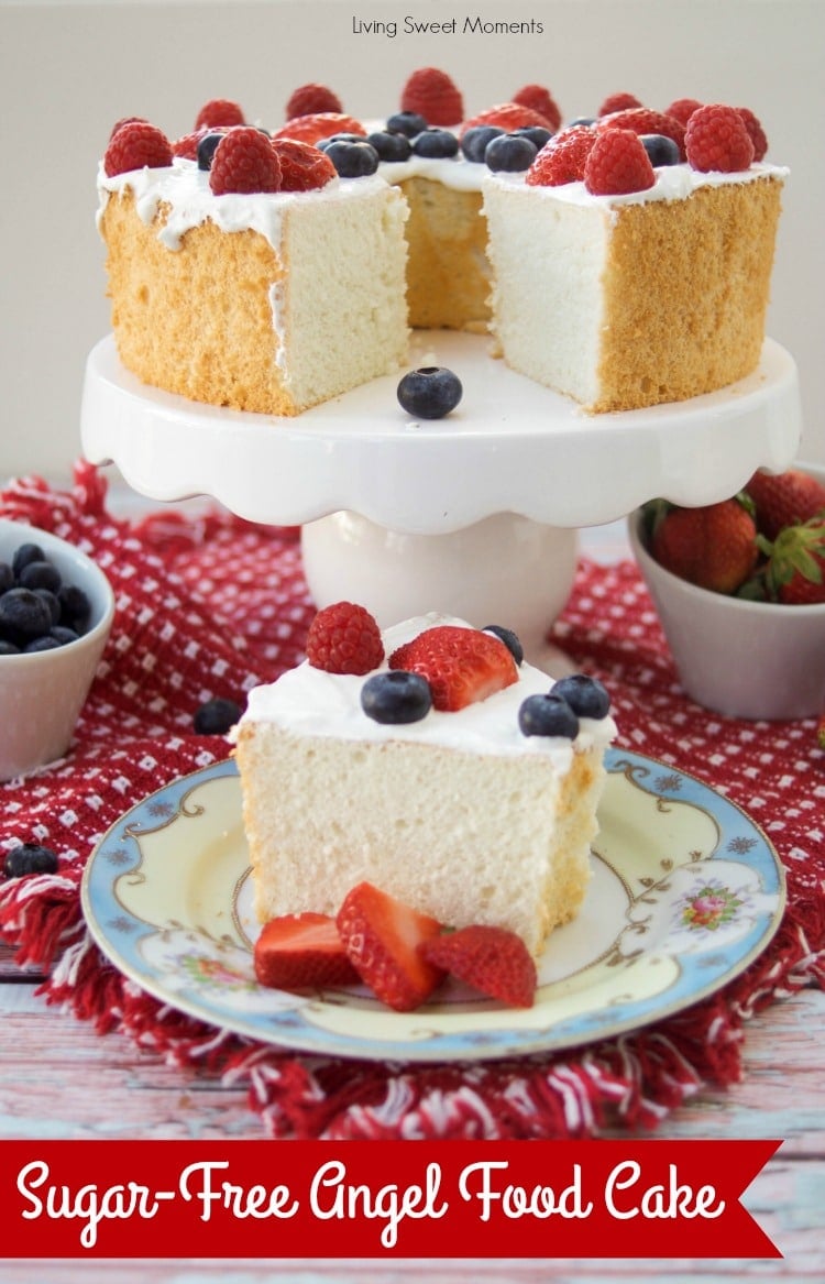 This delicious Sugar Free Angel Food Cake recipe is super easy to make, low carb, and perfect for diabetics. An incredible sugar free dessert. 