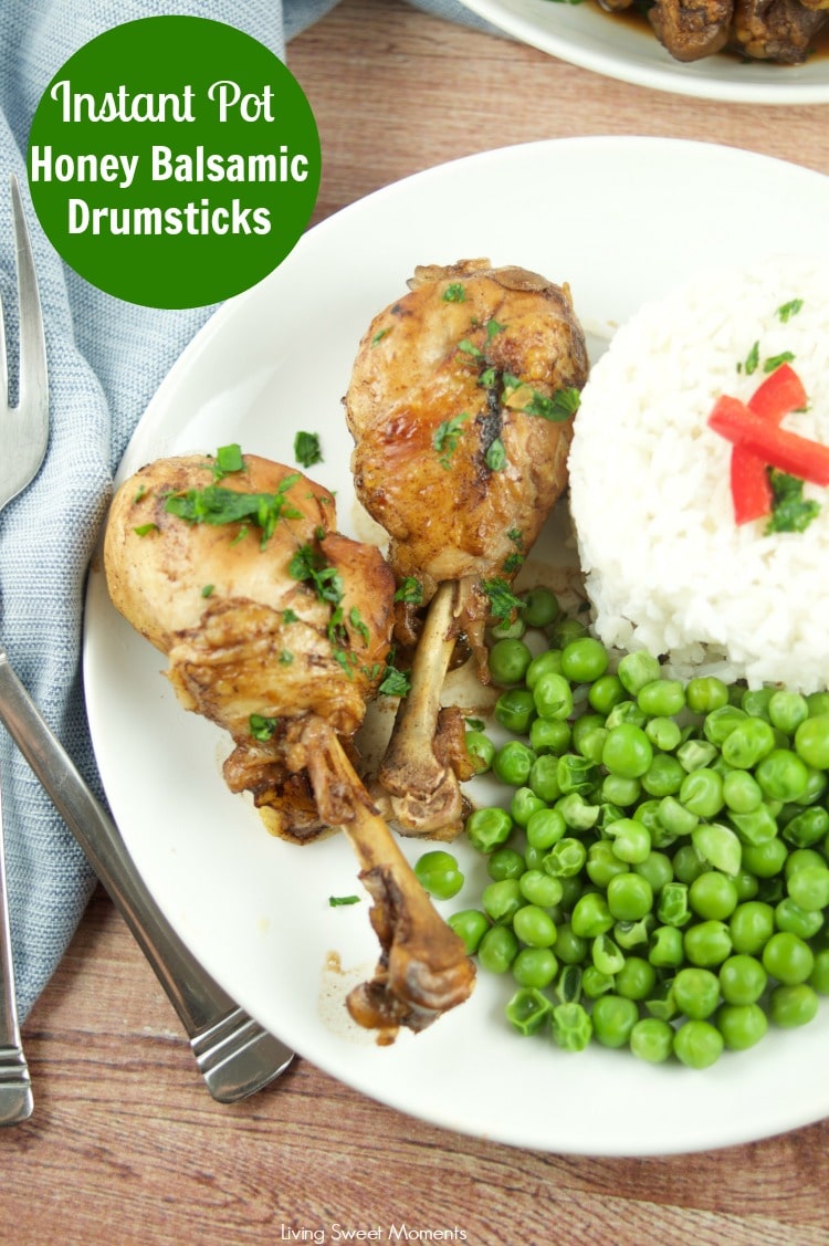 These succulent Instant Pot Honey Balsamic Drumsticks require only 5 ingredients and are ready in 20 minutes or less, for an easy quick weeknight dinner 