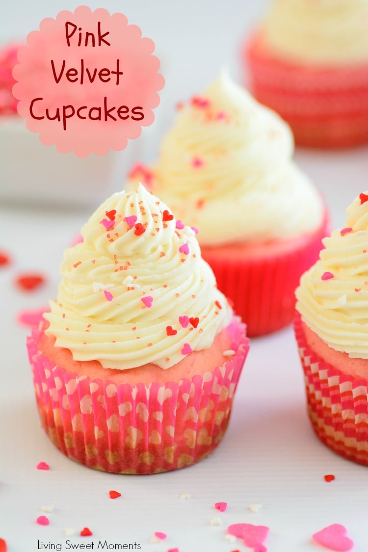 These made from scratch Pink Velvet Cupcakes are so easy, moist and delicious. The perfect Valentine's day recipe. They're also great for a princess party. 