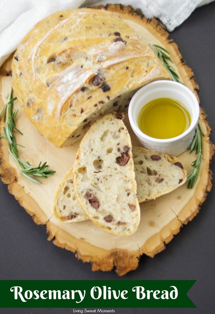 This amazing Rosemary Olive Bread Recipe has a nice crust on the outside and chewy on the inside. Better than any bakery. Enjoy a few slices with olive oil.