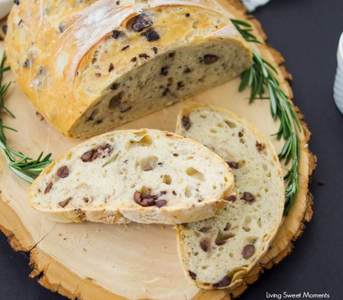 This amazing Rosemary Olive Bread Recipe has a nice crust on the outside and chewy on the inside. Better than any bakery. Enjoy a few slices with olive oil.