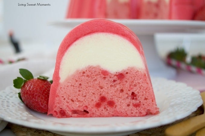 This decadent strawberry Flan Jello Cake Recipe is a 3 in 1. A Cake and flan encased in a refreshing jello shell. A showstopper dessert for any occasion.