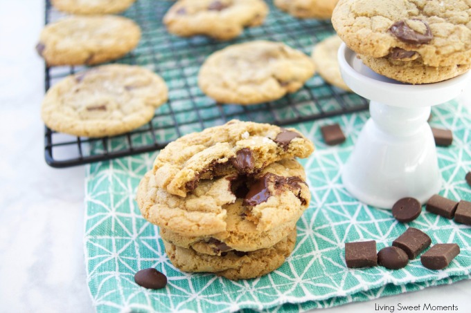 These amazing chewy Brown Butter Chocolate Chip Cookies have tons of butterscotch flavor, chocolate chunks and sea salt on top. The best cookie recipe ever! 5